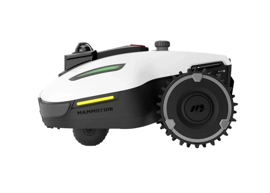 Robotic lawn mower with 'Mammotion' branding on a white background